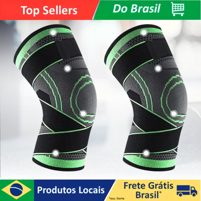 Kit 2 Joelheiras de Compressão com Alças Ajustáveis para Corrida, Treino e Esportes – Conforto e Suporte o Dia Todo