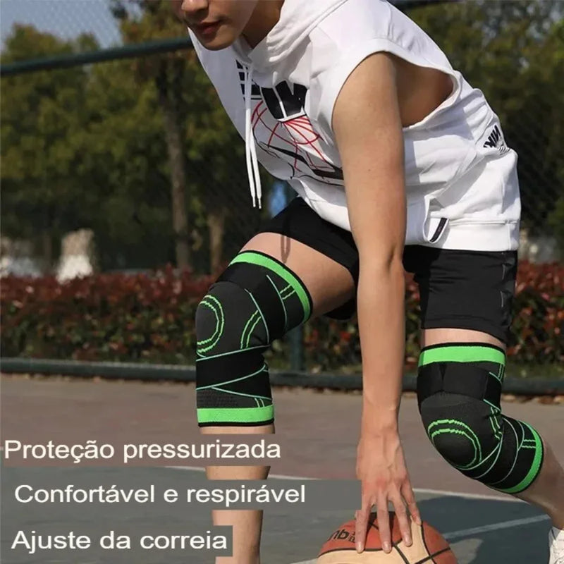 Kit 2 Joelheiras de Compressão com Alças Ajustáveis para Corrida, Treino e Esportes – Conforto e Suporte o Dia Todo