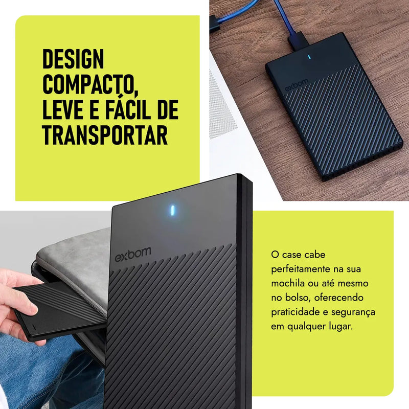 Case Externo Gaveta Hd Sata 2.5 Notebook Slim Usb 3.0 5 Gbps Cinza-escuro