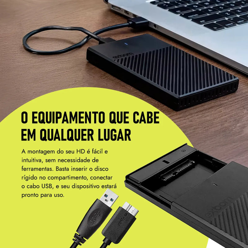 Case Externo Gaveta Hd Sata 2.5 Notebook Slim Usb 3.0 5 Gbps Cinza-escuro