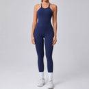 Seamless Yoga Jumpsuit Feminino Fitness – Macacão Esportivo com Alças Cruzadas, Realce do Bumbum e Ajuste Justo para Treino e Academia