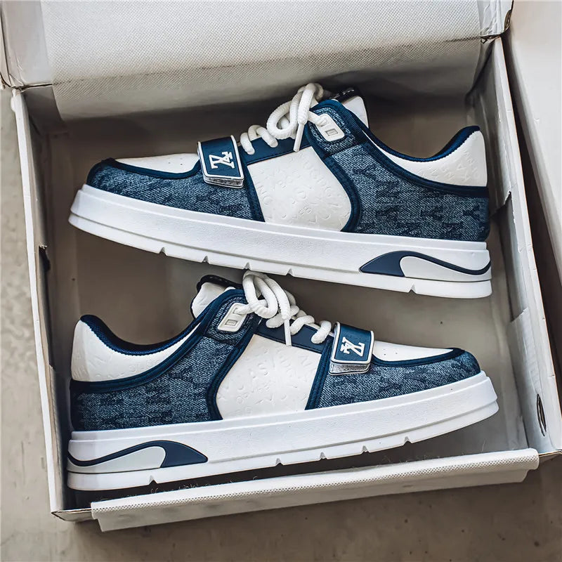 Tênis Casuais Masculinos em Couro – Respirável, Antiderrapante e Sola Macia – Sapato Esportivo de Outono Estilo Fashion e Skate