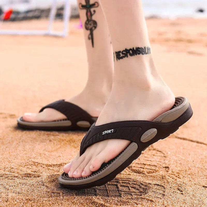Chinelo Massageador Masculino de Verão – Sandália Respirável em EVA para Praia, Confortável, Tamanhos Grandes até 44
