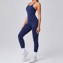 Seamless Yoga Jumpsuit Feminino Fitness – Macacão Esportivo com Alças Cruzadas, Realce do Bumbum e Ajuste Justo para Treino e Academia