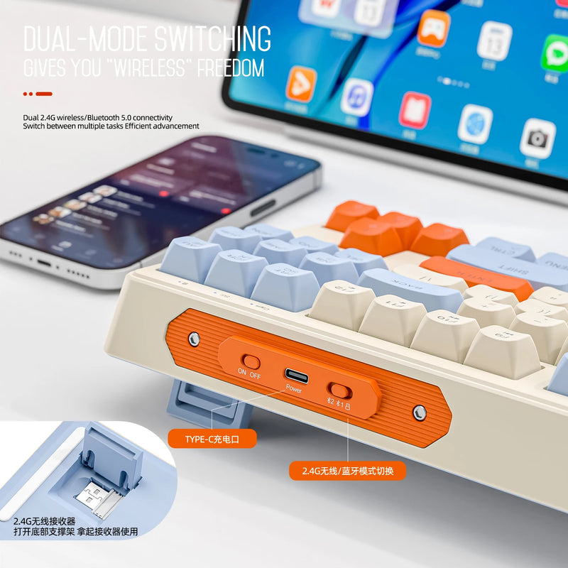 M87 Wireless Keyboard – Teclado Gamer Sem Fio 87 Teclas | Dual Mode, RGB Rainbow & PBT Premium