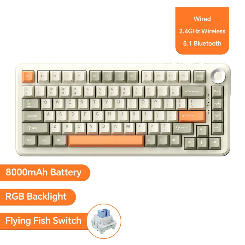 Teclado Mecânico Ajazz AK820/AK820 Pro – RGB, Hot-Swap, Gasket Mount, Tela TFT, Wireless + USB-C e Bateria 4000mAh