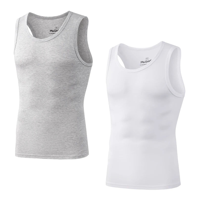 Kit 2 Regatas Masculinas Sem Manga Academia – Camiseta Dry Fit Compressão em Fibra de Bambu Premium
