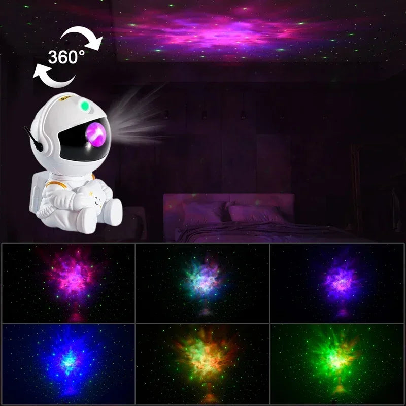 Projetor Estelar Astronauta Galaxy – Luminária LED RGB com Controle Remoto, Decoração de Céu Estrelado para Quarto e Presentes Criativos