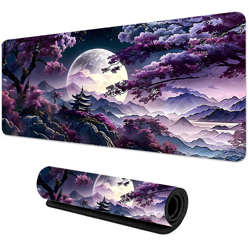 Mouse Pad Gamer SAKURA – Grande, Antiderrapante, com Borda Costurada e Estampa Sakura | Ideal para Jogos e Trabalho