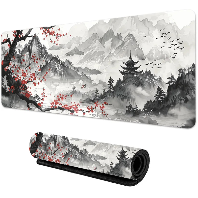 Mouse Pad Gamer SAKURA – Grande, Antiderrapante, com Borda Costurada e Estampa Sakura | Ideal para Jogos e Trabalho