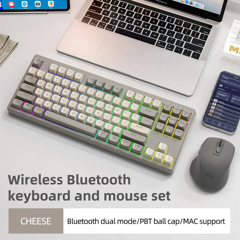 M87 Wireless Keyboard – Teclado Gamer Sem Fio 87 Teclas | Dual Mode, RGB Rainbow & PBT Premium