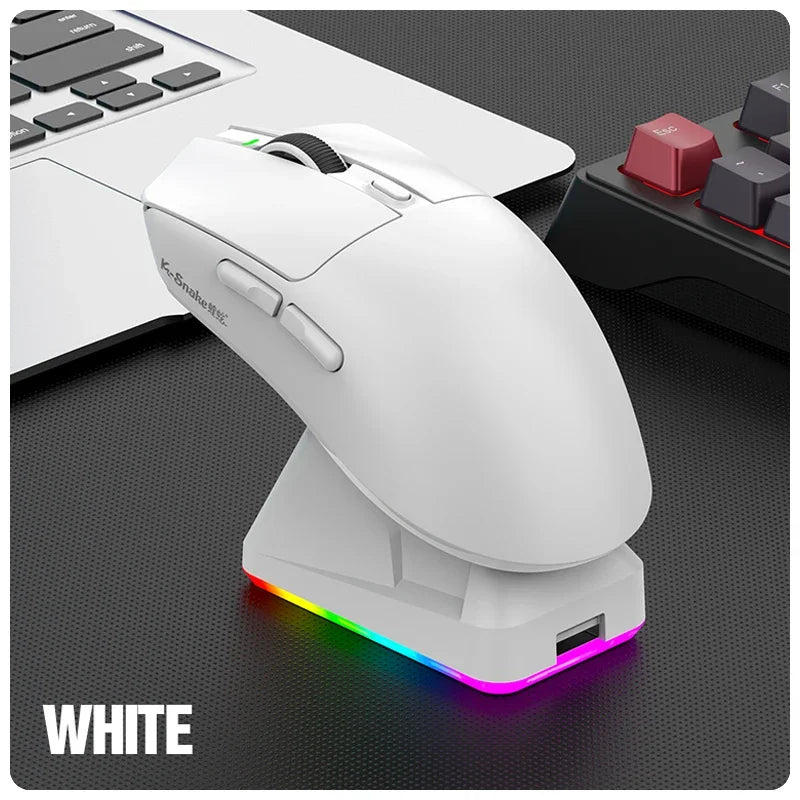 X11 PAW3311 Mouse sem fio tri-modo Bluetooth Mouse para jogos 12000 DPI RGB Touch Base de carregamento magnética BT/2.4G/com fio