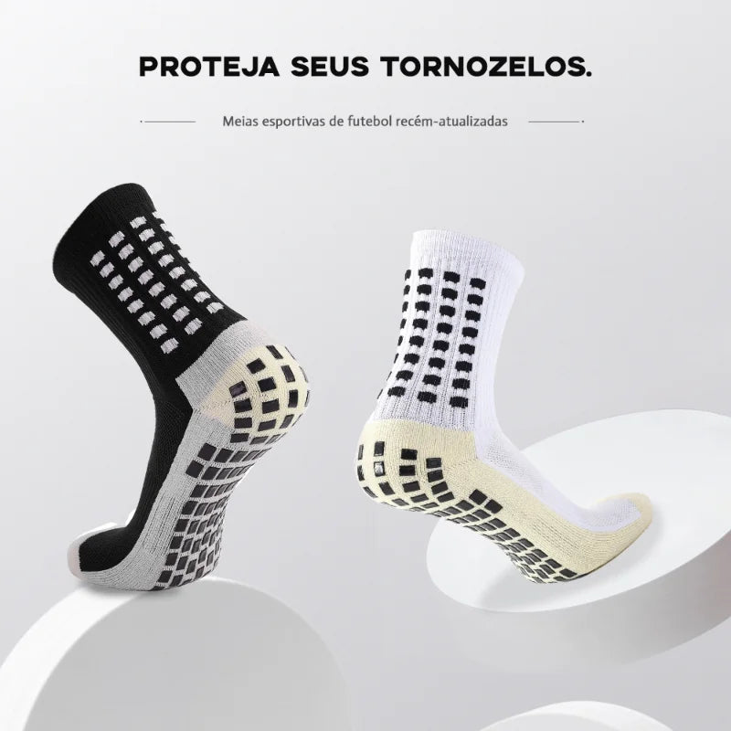Meias de Futebol Antiderrapantes Unissex – Esportivas, Confortáveis e Respiráveis para Corrida, Ciclismo e Treino – Tamanho 38-44