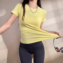 Camiseta Feminina Yoga Seamless | Respirável e Secagem Rápida | Blusa Fitness Manga Curta Academia