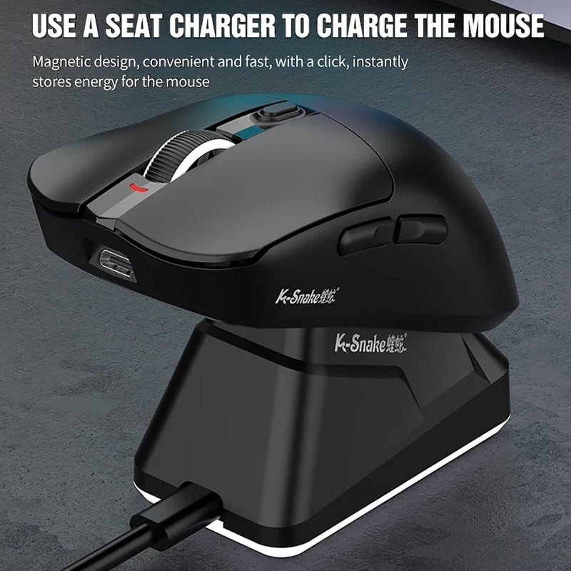 X11 PAW3311 Mouse sem fio tri-modo Bluetooth Mouse para jogos 12000 DPI RGB Touch Base de carregamento magnética BT/2.4G/com fio