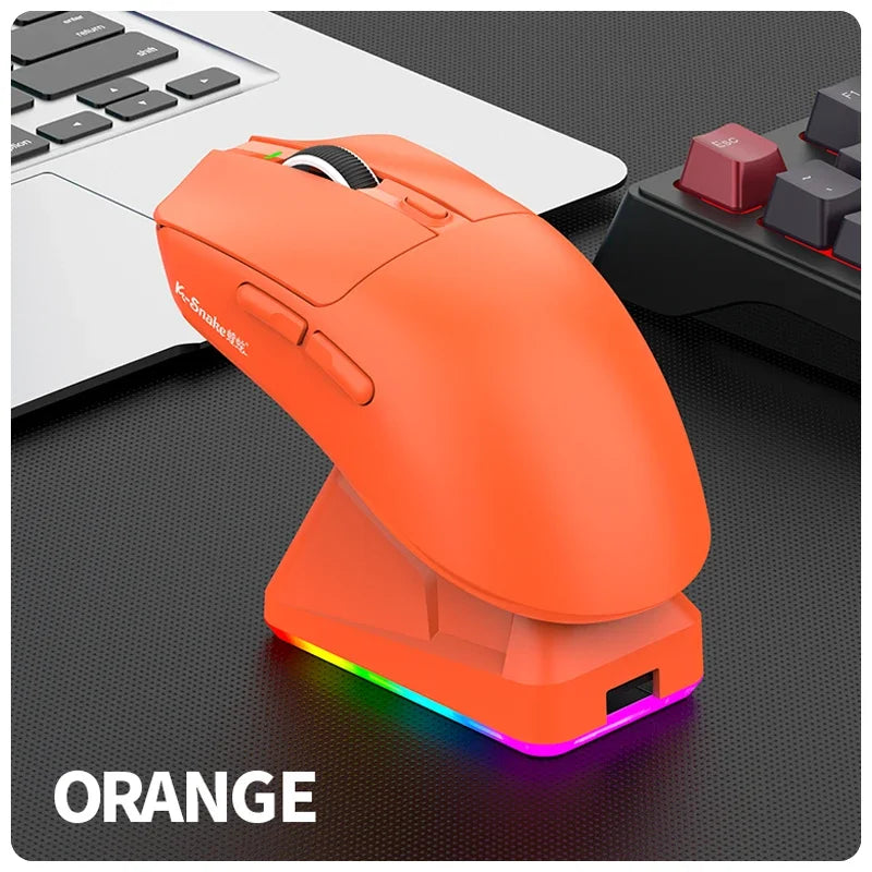 X11 PAW3311 Mouse sem fio tri-modo Bluetooth Mouse para jogos 12000 DPI RGB Touch Base de carregamento magnética BT/2.4G/com fio