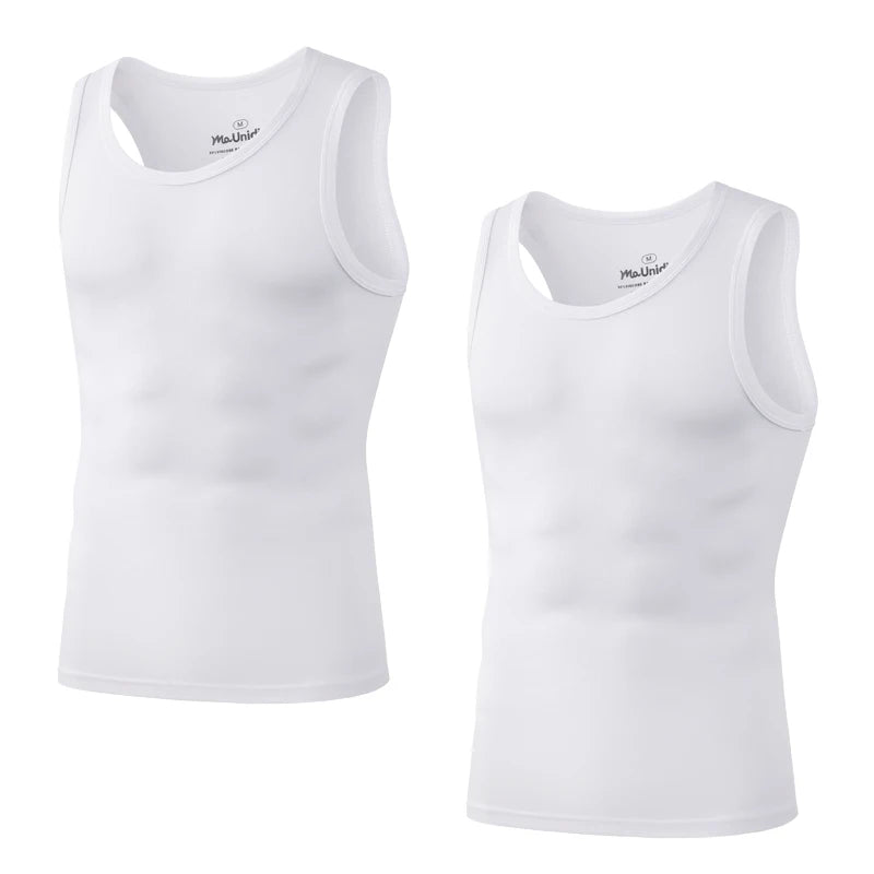 Kit 2 Regatas Masculinas Sem Manga Academia – Camiseta Dry Fit Compressão em Fibra de Bambu Premium