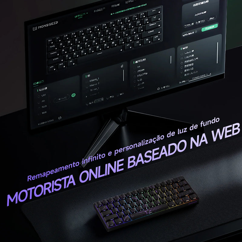 Teclado Gamer Mecânico Wireless 60% Akko MonsGeek FUN60 PRO&MAX HE com Switch Magnético e Rapid Trigger 8K