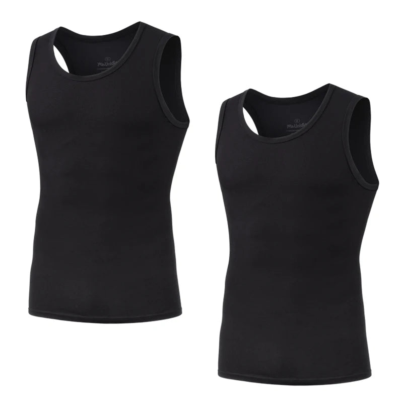 Kit 2 Regatas Masculinas Sem Manga Academia – Camiseta Dry Fit Compressão em Fibra de Bambu Premium