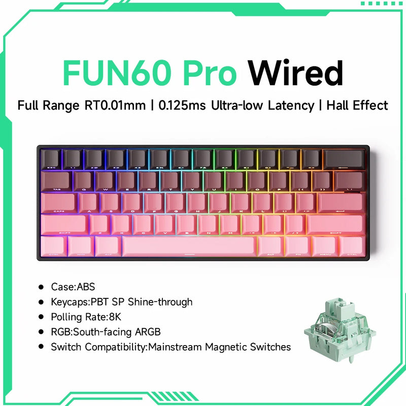 Teclado Gamer Mecânico Wireless 60% Akko MonsGeek FUN60 PRO&MAX HE com Switch Magnético e Rapid Trigger 8K