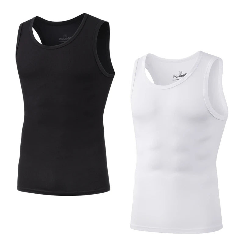 Kit 2 Regatas Masculinas Sem Manga Academia – Camiseta Dry Fit Compressão em Fibra de Bambu Premium
