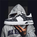 Tênis Casuais Masculinos em Couro – Respirável, Antiderrapante e Sola Macia – Sapato Esportivo de Outono Estilo Fashion e Skate