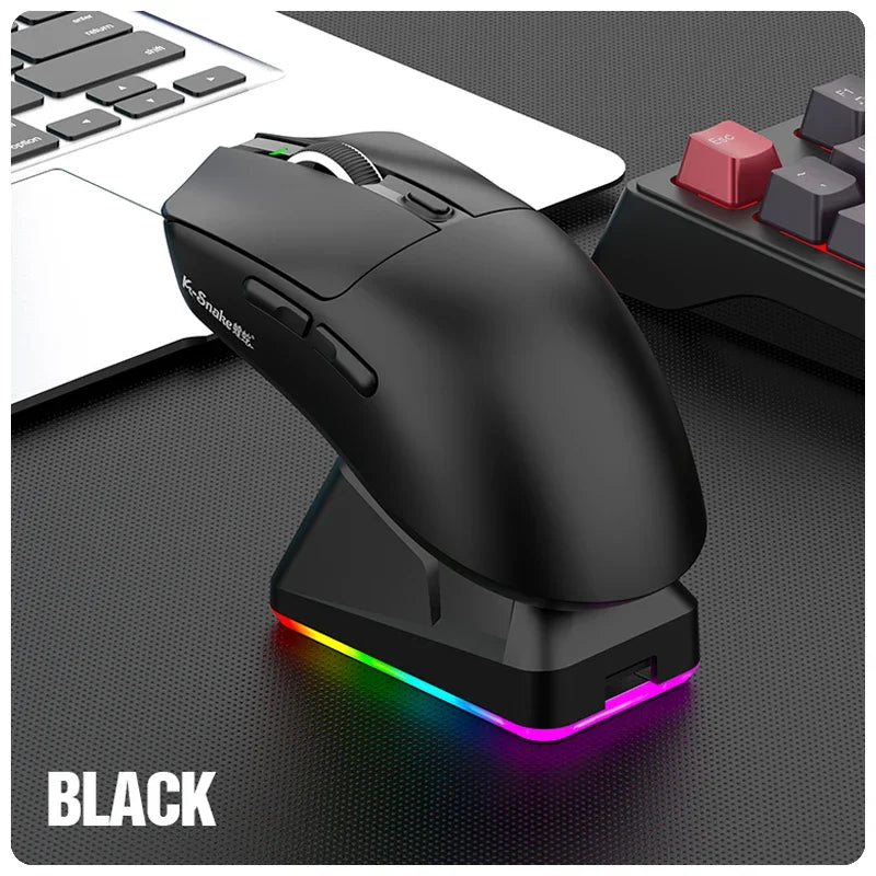 X11 PAW3311 Mouse sem fio tri-modo Bluetooth Mouse para jogos 12000 DPI RGB Touch Base de carregamento magnética BT/2.4G/com fio