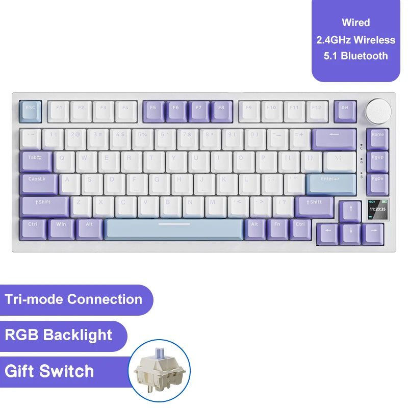 Teclado Mecânico Ajazz AK820/AK820 Pro – RGB, Hot-Swap, Gasket Mount, Tela TFT, Wireless + USB-C e Bateria 4000mAh