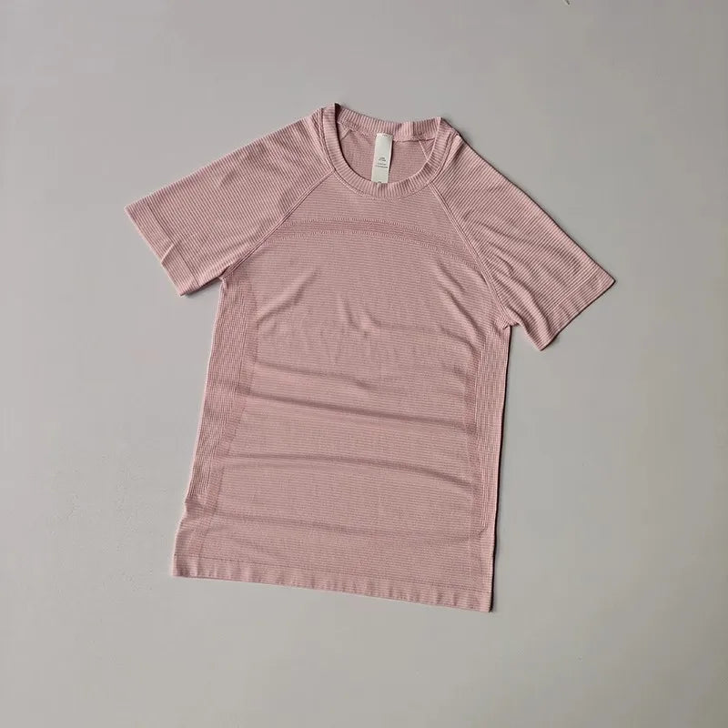 Camiseta Feminina Yoga Seamless | Respirável e Secagem Rápida | Blusa Fitness Manga Curta Academia
