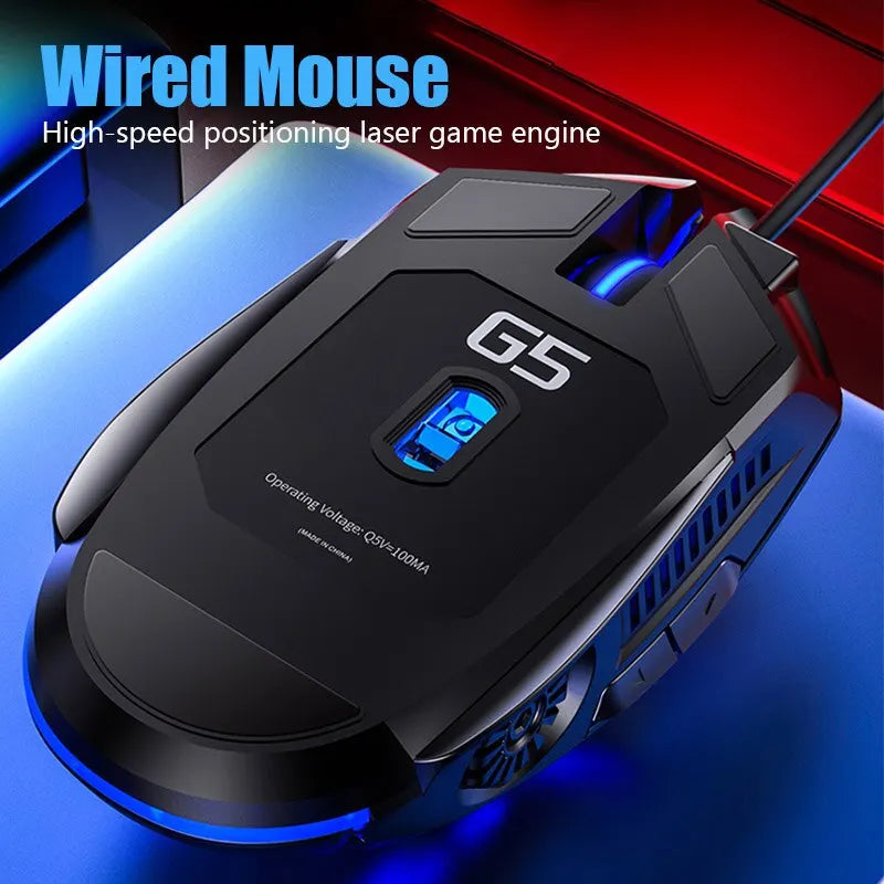 Silver Eagle G5 | Mouse Gamer Silencioso com 6 Botões + Iluminação RGB | Precisão, Estilo e Zero Ruído!