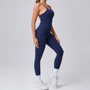 Seamless Yoga Jumpsuit Feminino Fitness – Macacão Esportivo com Alças Cruzadas, Realce do Bumbum e Ajuste Justo para Treino e Academia