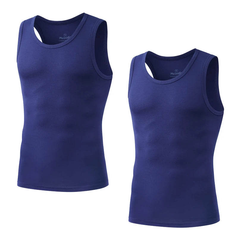 Kit 2 Regatas Masculinas Sem Manga Academia – Camiseta Dry Fit Compressão em Fibra de Bambu Premium