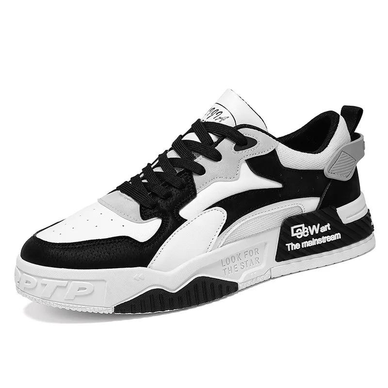 Tênis Masculino Casual Branco Plataforma Confortável – Moda 2023, Estilo Esportivo e Vulcanizado com Cadarço