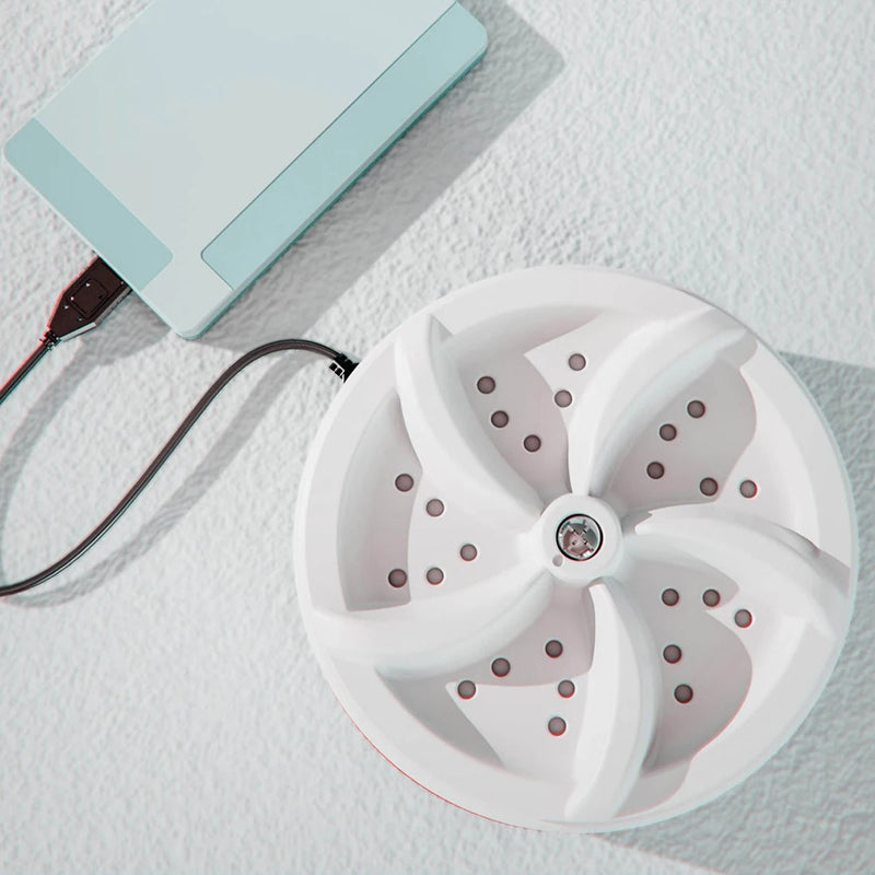 Mini máquina de lavar portátil, alimentada por USB, ultrassônica, turbo, rotativa, mini lavadora ultrassônica para viagens.