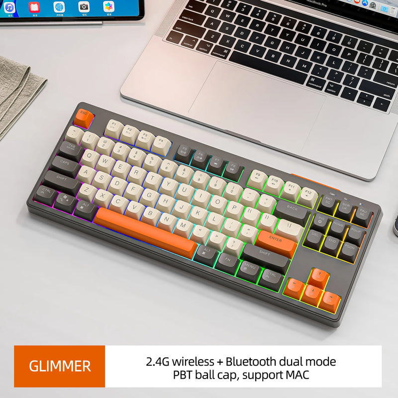 M87 Wireless Keyboard – Teclado Gamer Sem Fio 87 Teclas | Dual Mode, RGB Rainbow & PBT Premium