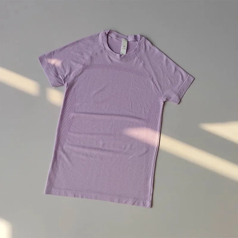 Camiseta Feminina Yoga Seamless | Respirável e Secagem Rápida | Blusa Fitness Manga Curta Academia